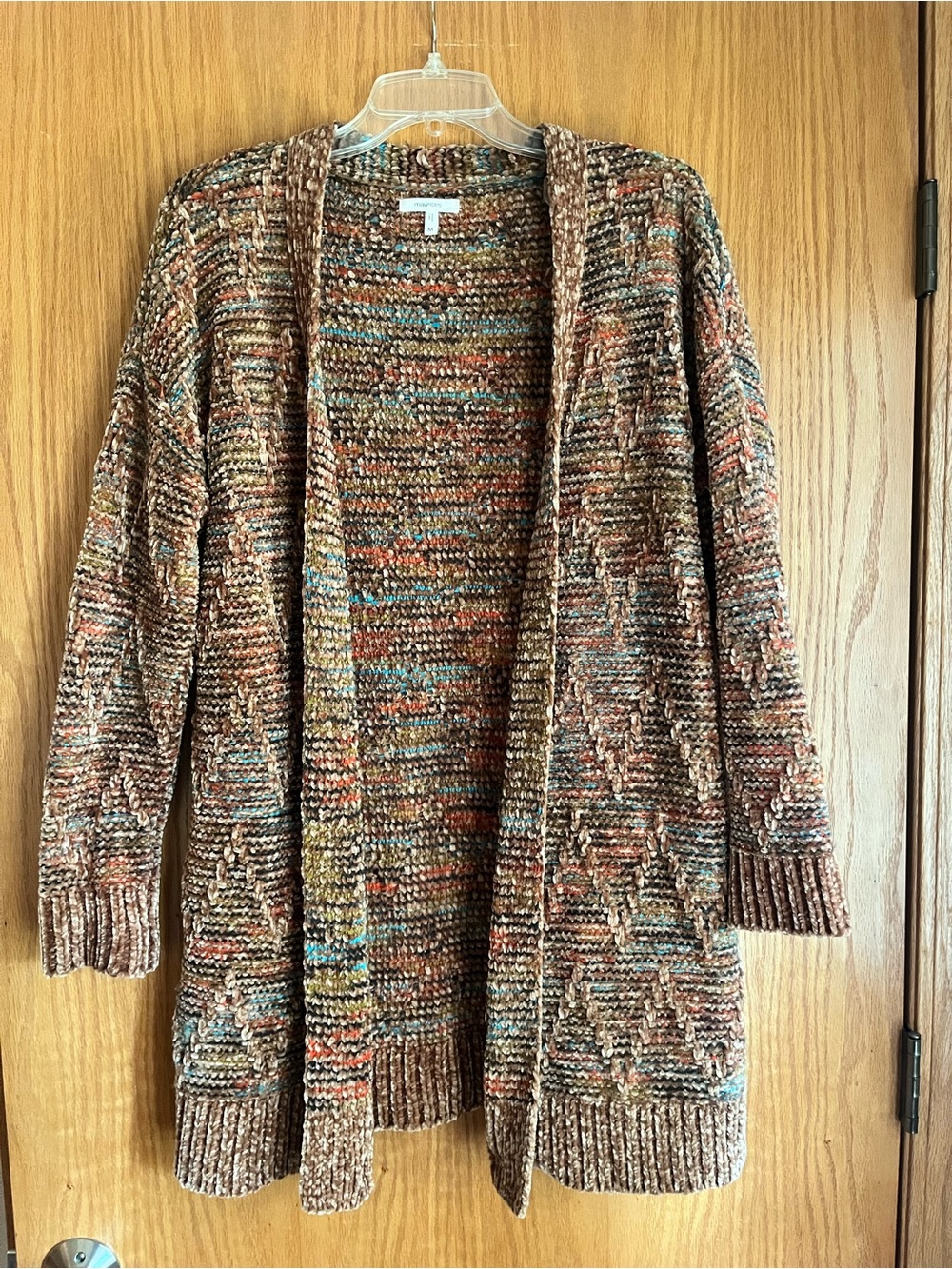 Maurices Cardigan brown tan fuzzy chenille Medium M
